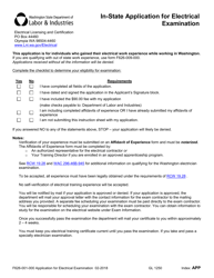 Form F626-001-000 In-state Application for Electrical Examination - Washington