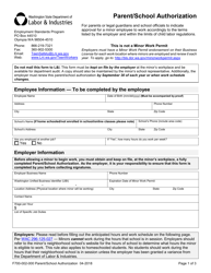 Document preview: Form F700-002-000 Parent/School Authorization - Washington