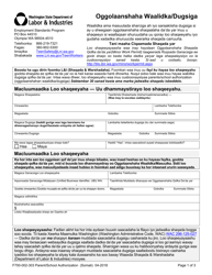 Document preview: Form F700-002-303 Parent/School Authorization - Washington (Somali)