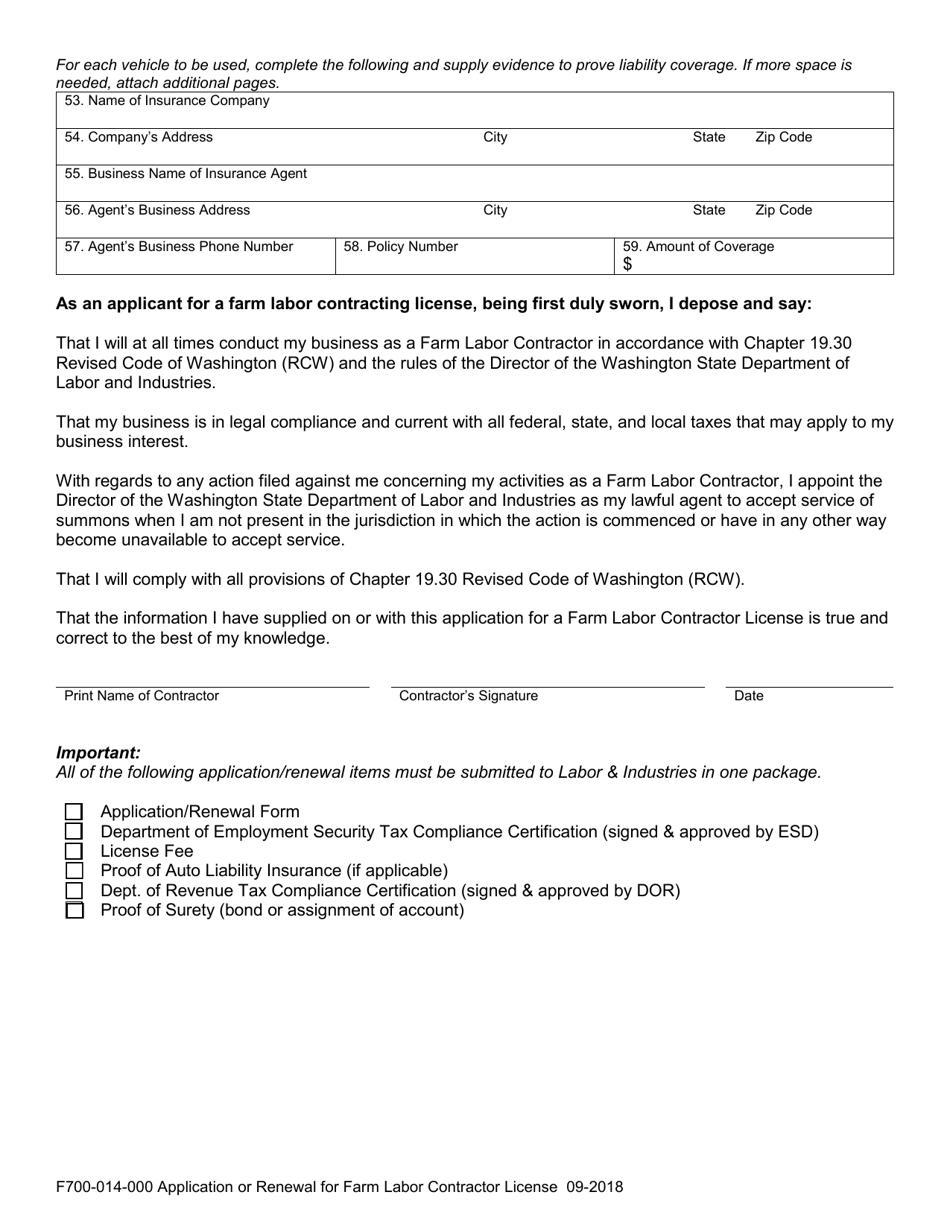 Form F700-014-000 Application or Renewal for Farm Labor Contractor License - Washington, Page 3