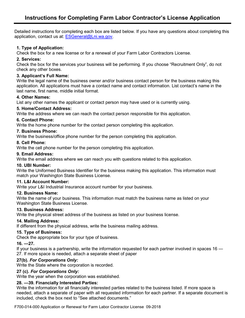 Form F700-014-000 Application or Renewal for Farm Labor Contractor License - Washington, Page 4
