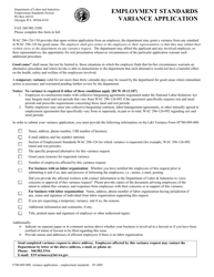 Form F700-089-000 Employment Standards Variance Application - Washington