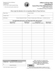 Document preview: Form F700-143-000 Addendum B Affidavit of Wages Paid - Addendum B - List of Next Tier Subcontractors - Washington