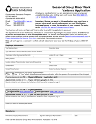 Document preview: Form F700-135-000 Seasonal Group Minor Work Variance Application - Washington