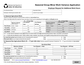 Form F700-135-000 Seasonal Group Minor Work Variance Application - Washington, Page 2