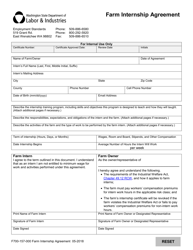Document preview: Form F700-157-000 Farm Internship Agreement - Washington