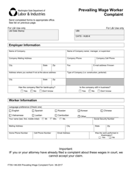 Form F700-146-000 Prevailing Wage Worker Complaint - Washington, Page 3