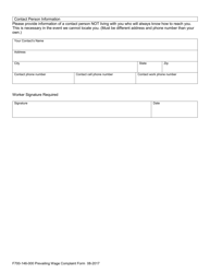 Form F700-146-000 Prevailing Wage Worker Complaint - Washington, Page 6