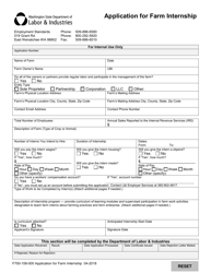 Document preview: Form F700-158-000 Application for Farm Internship - Washington