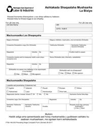 Form F700-146-303 &quot;Prevailing Wage Worker Complaint&quot; - Washington (Somali), Page 3