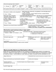 Form F700-146-303 &quot;Prevailing Wage Worker Complaint&quot; - Washington (Somali), Page 5