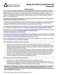 Formulario F700-146-999 Queja De Salario Prevaleciente Del Trabajador - Washington (Spanish)