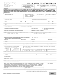Form F800-031-000 Application to Reopen to Crime Victims Claim Due to Worsening of Condition - Washington