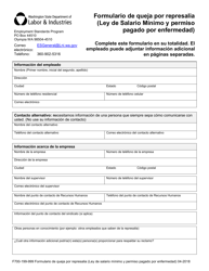 Formulario F700-199-999 Formulario De Queja Por Represalia (Ley De Salario Minimo Y Permiso Pagado Por Enfermedad) - Washington (Spanish), Page 3