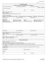 Form F800-042-000 Crime Victim&#039;s Application for Benefits - Injury Claims - Washington, Page 2