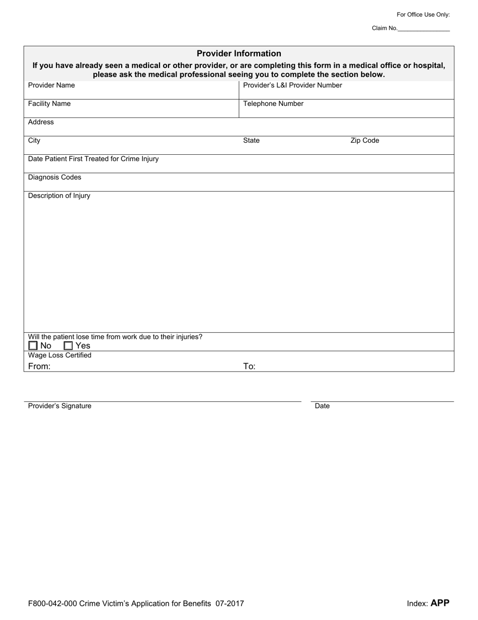 Form F800-042-000 - Fill Out, Sign Online and Download Fillable PDF ...