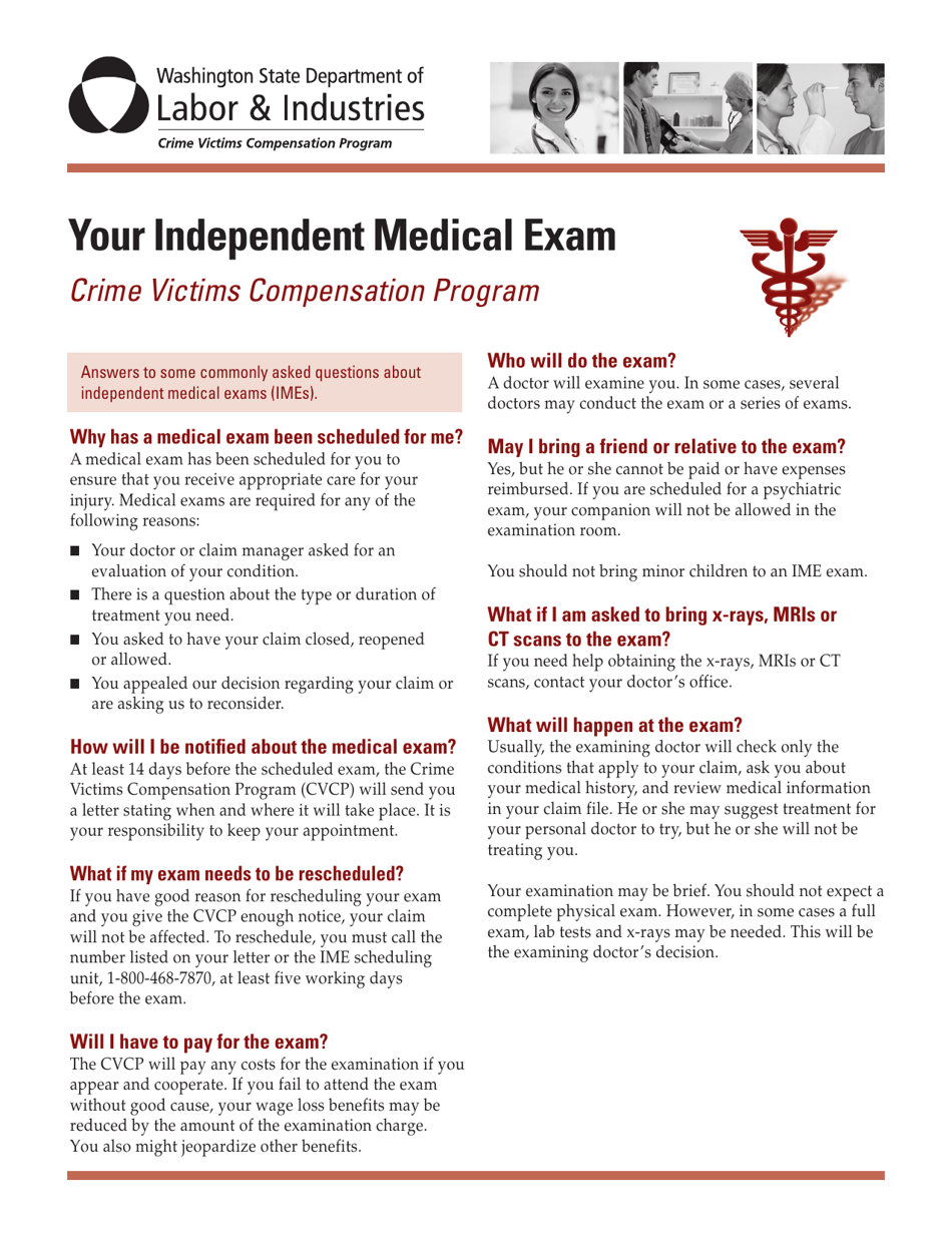 Form F800-115-000 Independent Medical Exam (Ime) - Travel  Wage Reimbursement Request - Washington, Page 1