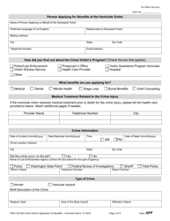 Form F800-120-000 Crime Victim&#039;s Application for Benefits - Homicide Claims - Washington, Page 2