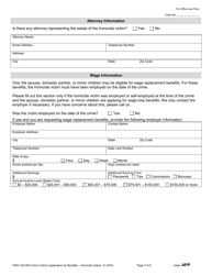 Form F800-120-000 Crime Victim&#039;s Application for Benefits - Homicide Claims - Washington, Page 3