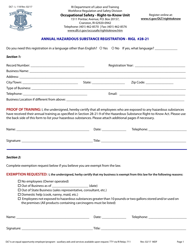 Document preview: Form DLT-L-118 Annual Hazardous Substance Registration - Rigl #28-21 - Rhode Island