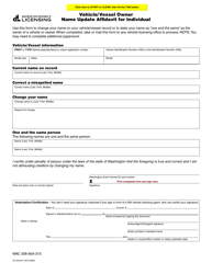 Document preview: Form TD-420-047 Vehicle/Vessel Owner Name Update Affidavit for Individual - Washington