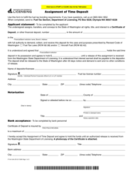 Form FT-441-844 Assignment of Time Deposit - Washington