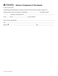 Form FT-441-844 Assignment of Time Deposit - Washington, Page 2