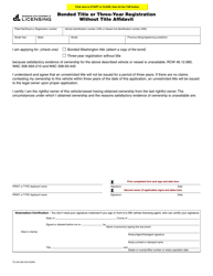 Document preview: Form TD-420-008 Bonded Title or Three-Year Registration Without Title Affidavit - Washington