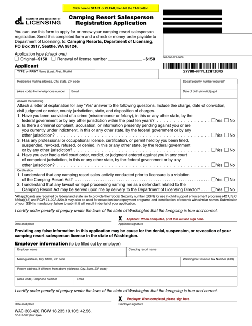 Form CC-612-017  Printable Pdf