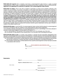Form CEM-650-009 Cemetery Authority Statement of Understanding and Agreement With Title 68 Rcw - Washington, Page 2