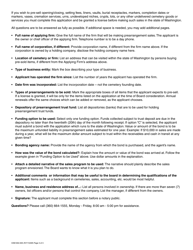 Form CEM-650-005 Cemetery Prearrangement Sales License Application - Washington, Page 3