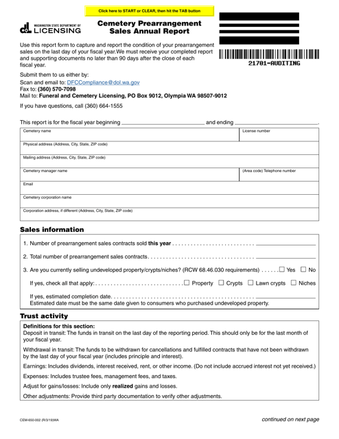 Form CEM-650-002  Printable Pdf