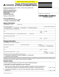 Form PI-689-002 Change of Principal Application for Private Investigation Agency - Washington