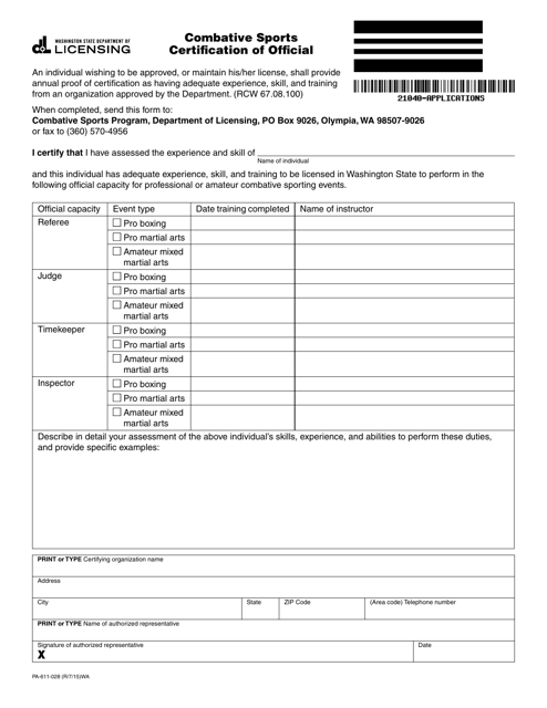 Form PA-611-028  Printable Pdf