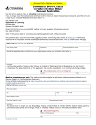 Document preview: Form DLE-520-067 Commercial Driver License Intrastate Medical Waiver Removal Application - Washington