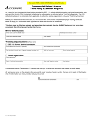 Form DLE-520-335 Commercial Driver License Third Party Examiner Request - Washington