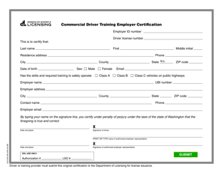 Form DLE-520-335 Commercial Driver License Third Party Examiner Request - Washington, Page 2