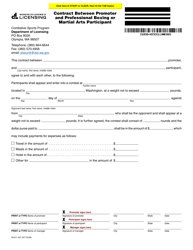 Document preview: Form PA-611-027 Contract Between Promoter and Professional Boxing or Martial Arts Participant - Washington