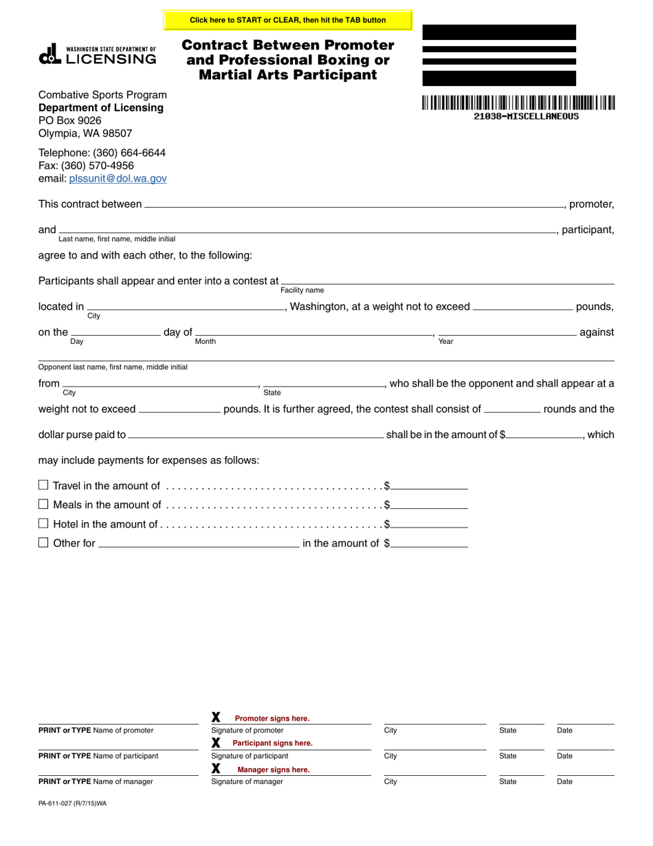 Boxing Contract Template