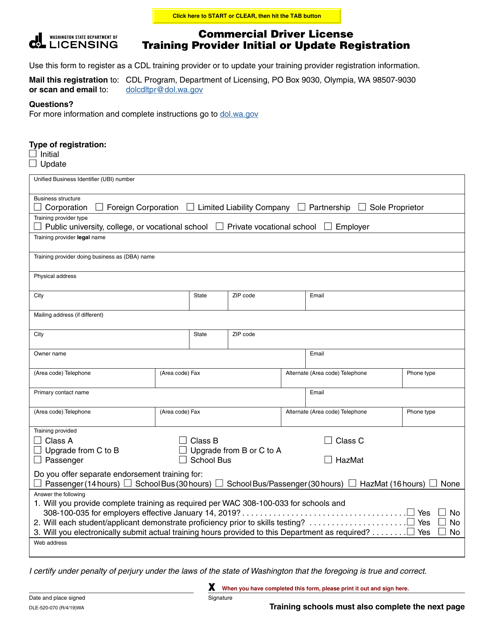 Form DLE-520-070  Printable Pdf