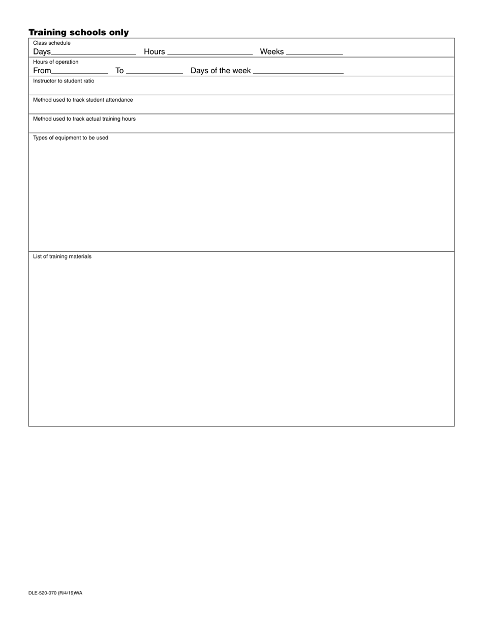 Form DLE-520-070 Commercial Driver License Training Provider Initial or Update Registration - Washington, Page 2