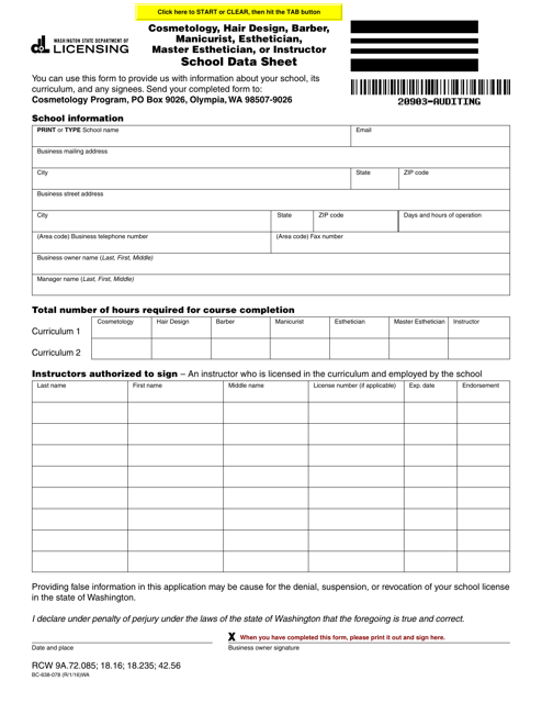 Form BC-638-078  Printable Pdf