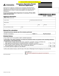 Document preview: Form CEM-650-010 Crematory Operation Permit Renewal Application - Washington
