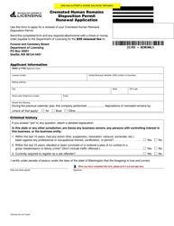 Document preview: Form CEM-650-007 Cremated Human Remains Disposition Permit Renewal Application - Washington