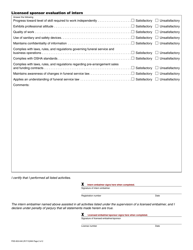 Form FDE-653-040 Embalmer Intern Training Report - Washington, Page 2