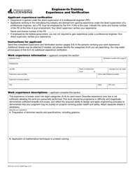 Form ENLS-651-019 Engineer-In-training Long Form Registration Application - Washington, Page 3