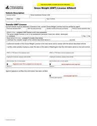 Document preview: Form TD-420-045 Gross Weight (Gwt) License Affidavit - Washington