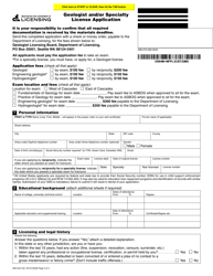 Form GEO-637-001 Geologist and/or Specialty License Application - Washington, Page 2