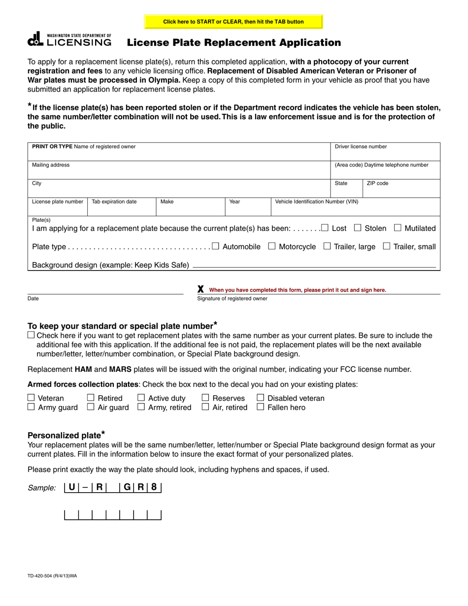 form-td-420-504-download-fillable-pdf-or-fill-online-license-plate