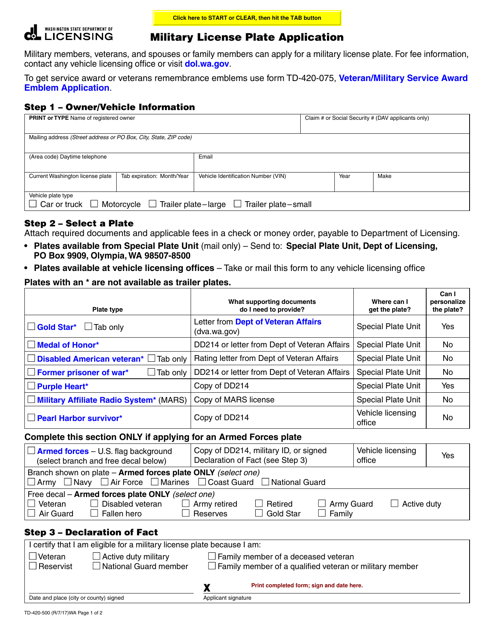 Form Td 420 500 Fill Out Sign Online And Download Fillable Pdf